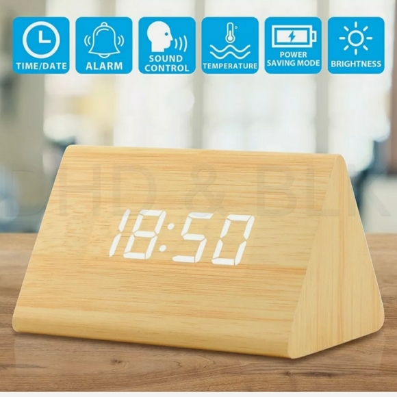 New Modern Wooden Wood Digital LED Desk Clock - Picture 5 of 11